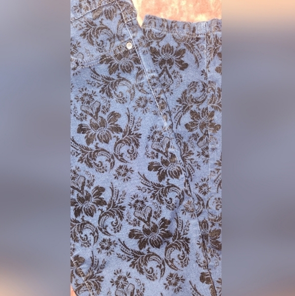 Free People Black Velvet Damask Detail Jeans Size 27 - Picture 3 of 6